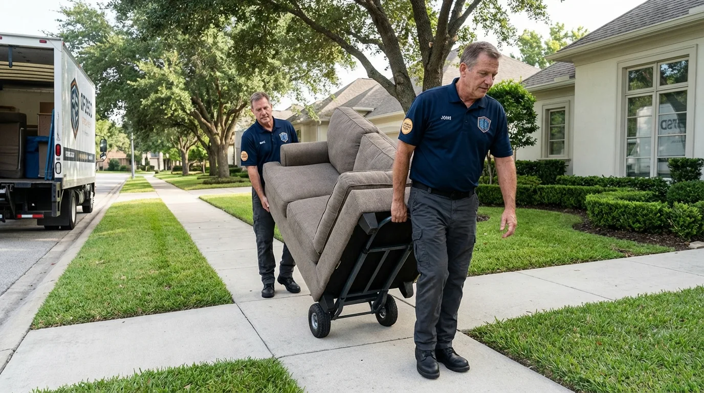 Local residential moving crew loading furniture in Larned, KS